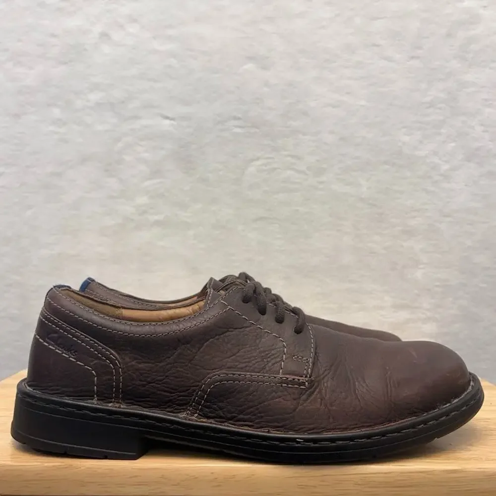 Clarks Dress Shoes Kyros Oxford Brown Leather Lace Up Chukka Shoe Men’s Size 11M